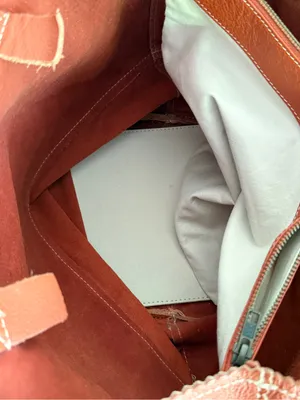 Crate & Barrel Pebbled Leather Tote Bag Orange Slouchy 2016 Limited Release thumbnail 6
