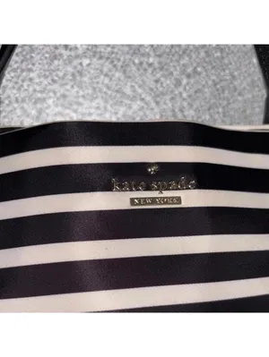 Kate Spade Black and White Striped Nautical Minimal Neutral Tote Handbag Purse thumbnail 2