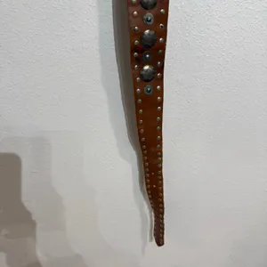 Topaz Brown Genuine Leather Studded Made in Italy Vintage Belt thumbnail 5