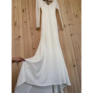 NWT Lulus Feeling of Forever White Long Sleeve Mermaid Maxi Dress Wedding XXS thumbnail 7