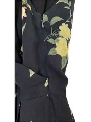 Joie Floral Mini Dress V Neck Black Sleeveless Silk Dress Size Medium thumbnail 5