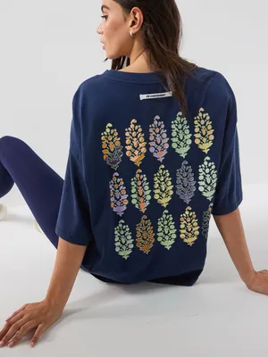 SOLD OUT Free People Movement Tackle Logo Tee Size Large NWT Urban Buti Navy thumbnail 1