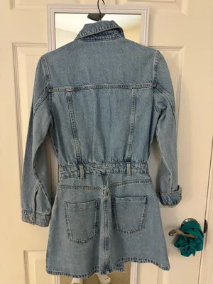 ZARA Denim Dress Mini Long Sleeve thumbnail 3