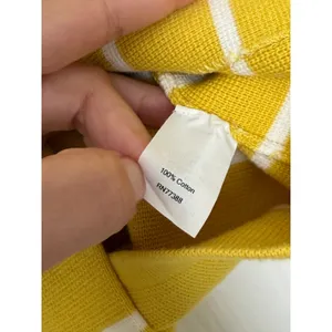 J.Crew Yellow White Striped Cotton Button Front Cardigan Sweater Size Large thumbnail 5
