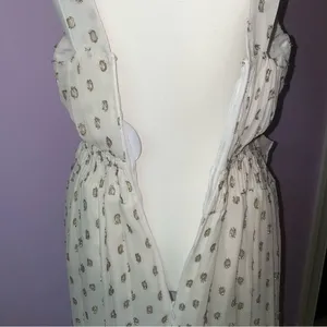 NEW En Creme Maxi Dress M Boho Metallic Polka Dot Cutout Ruffle Tiered thumbnail 12