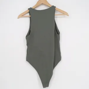 Zara Womens Racerback High Neck Sleeveless Bodysuit Olive Green Size M thumbnail 4