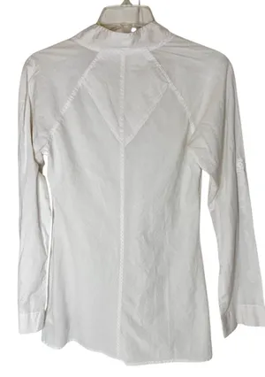 Columbia Top Women’s Roll Tab Sleeve Blouse V-Neck White Size S/P Cotton thumbnail 2