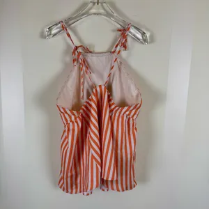 Petal & Pup Valencia Stripe Halter Top Size Medium Orange Pink thumbnail 4
