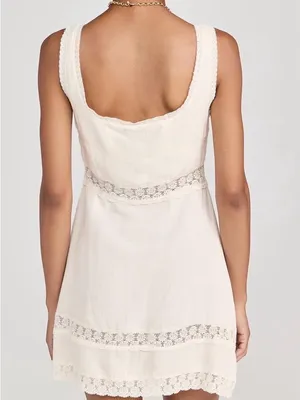 Rixo Ronan Linen Mini Dress Cream thumbnail 3