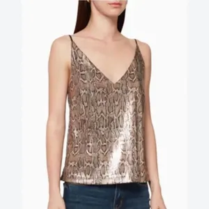 L’AGENCE Metallic Snakeskin Print Camisole Tank Top Size S NWT thumbnail 7