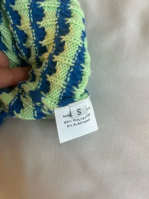 Blue and Green Twisted Knit Tube Top thumbnail 4