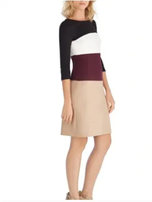White House Black Market Women's‎ Size 6 Colorblock Shift Dress 3/4 Sleeve Ponte thumbnail 2