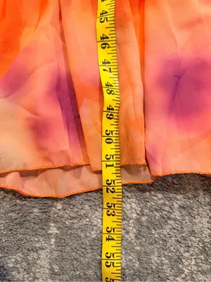 Source Unknown Orange and Pink High-Low Tiered Midi Dress thumbnail 7