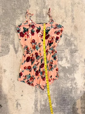 Ambiance Peach Floral Romper with pockets thumbnail 7