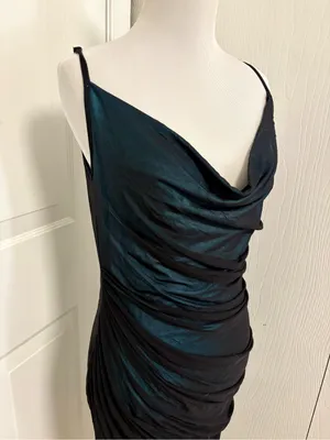 Cider Mesh Cowl Neck Ruched Maxi Dress thumbnail 3