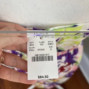 NWT J. Crew Seaside Cami Dress Size 2 White Purple Abstract Floral Casual thumbnail 3