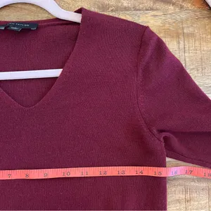 Ann Taylor Wool Blend‎ Short Sleeve Peplum Sweater Small Burgundy Maroon thumbnail 8