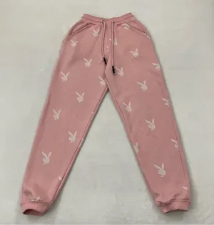 Playboy X Missguided Pink Bunny All Over Print Comfy Lounge Sweatpants Womens XS thumbnail 1