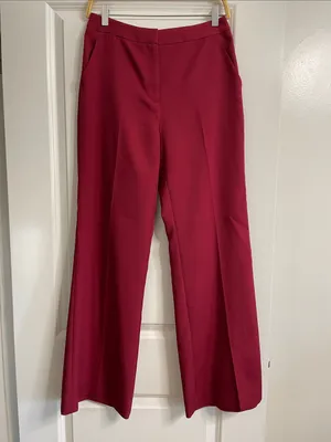 MILLY Nash Cady Pants- Burgundy Wide Leg Trousers Size 4 thumbnail 2