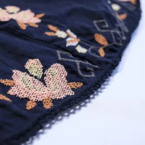 Free People Embroidered Swing Tank Top Women XS Navy Blue Floral Open Back Boho thumbnail 13