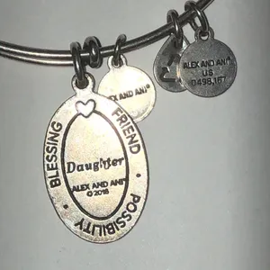 Alex and Ani Silver Tone Daughter Flowers Charm Bangle Bracelet thumbnail 4