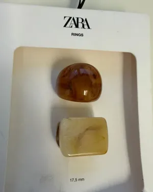 Zara 2‎ Pack Bohemian Chunky Hippie Witchy Ring Set Faux Marble thumbnail 1