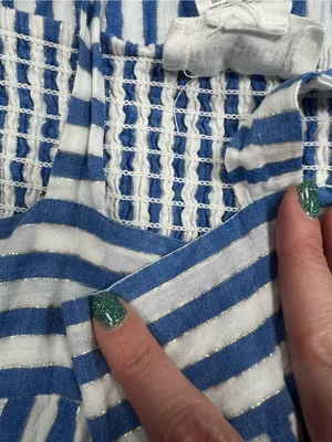 Blue and white striped midi dress with tie straps L thumbnail 8