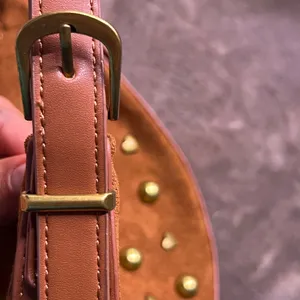 Aerie Tan Suede Heart-Studded Shoulder Bag thumbnail 2