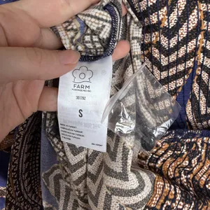 Farm‎ Rio Smocked Geometric Print Beaded Cotton Mini Dress Small Boho Abstract thumbnail 9