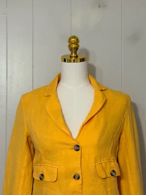Sundance Pippa Cropped 100% Linen Blazer Sunset Yellow Size XS thumbnail 3