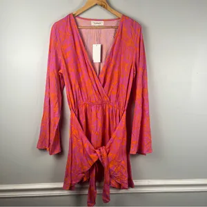 New l*space Kristy Long Sleeve Faux-Wrap Cover-Up Dress size large thumbnail 3