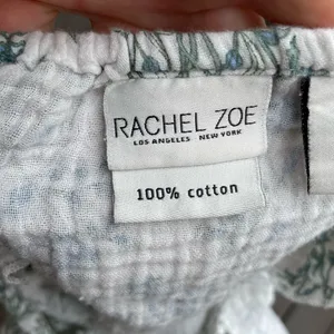Rachel Zoe Floral Pajama Set 2 Pc Cotton Shorts Top Blue Green floral White M thumbnail 10