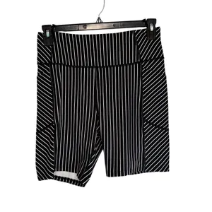 Victorias Secret On Point Flow Biker Shorts Black White Striped Pockets Size 14‎ thumbnail 8