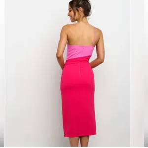NWOT Petal & Pup Xiomar Pink midi over shoulder Dress sz 8 thumbnail 3