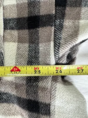 Arizona Jeans Cream black plaid button front shacket shirt jacket XXL thumbnail 9