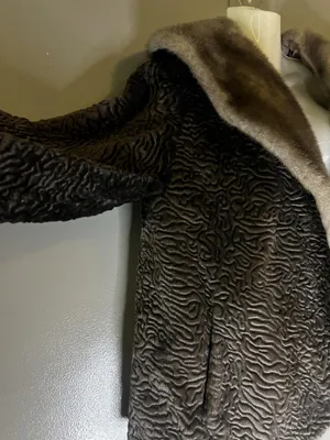Vintage Borré Styled By Fairmoor Coat Womens S/M Brown Fur Shawl Collar thumbnail 4