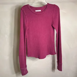 FREE PEOPLE We The Free Womens Roll With It Ribbed Distressed Thermal Shirt|Sz:S thumbnail 4