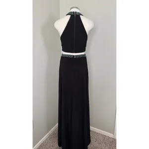 Crystal Doll Black Halter Neck Cutout Beaded Maxi Dress‎ Size 9 Prom Formal thumbnail 4