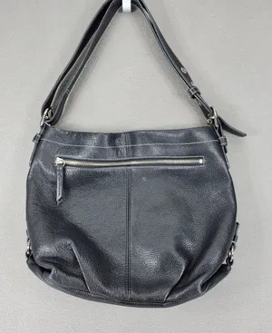 Coach Y2K Hobo Bag Black Pebbled Leather Silver Hardware F15064 Medium VTG thumbnail 1