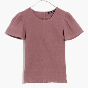 Madewell Lucie Flutter-Sleeve Smocked Bodice Top - Fig Size M thumbnail 1