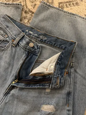 Old Navy Light Blue Distressed Wide-Leg Jeans thumbnail 5