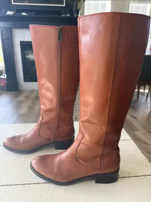 Donald J. Pliner Bibi Cognac Tall Smooth Soft Leather Riding Lug Boots, 9.5 M thumbnail 4