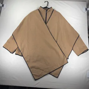 A New Day Camel Brown Zip Up Cape Jacket with Faux Leather Trim Size M New Tags thumbnail 5