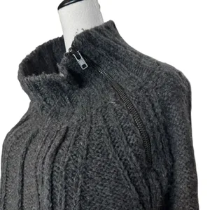 Free People Oversized Chunky Turtleneck Sweater Poncho XS/S Alpaca Wool Slits thumbnail 2