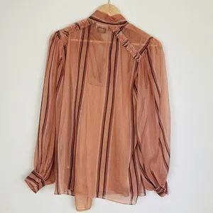 Hemant and Nandita Anthropologie striped button front blouse. Size XS. thumbnail 9
