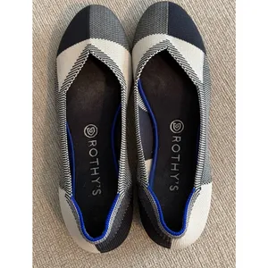 Rothy's Sz 10 The Flat Round Toe Captoe RETIRED Buffalo Plaid Print Woven Comfy thumbnail 2