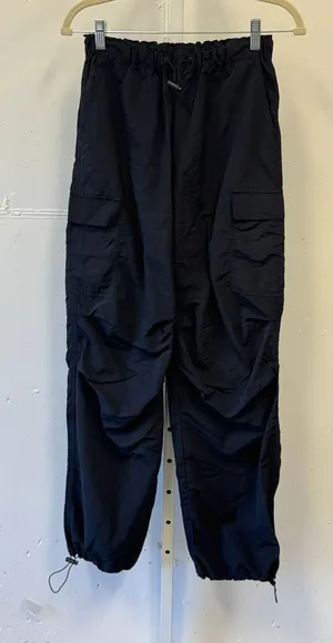 Love Tree Nylon Parachute Cargo Utility Pants Streetwear Gorpcore Small Black thumbnail 1