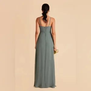 Birdy‎ Grey Amy Dress Sea Glass Chiffon Bridesmaid Gown Size Small Weddi… thumbnail 3