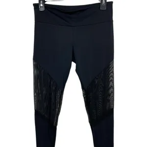 Onzie Black Lace Leggings‎ M L High Rise Yoga Gym Activewear Stretch thumbnail 2