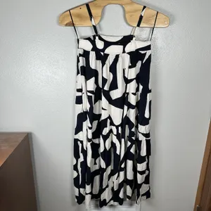 NEW Abel the Label Anthropologie‎ Navy Blue Cream Abstract Maxi Dress Small Boho thumbnail 4
